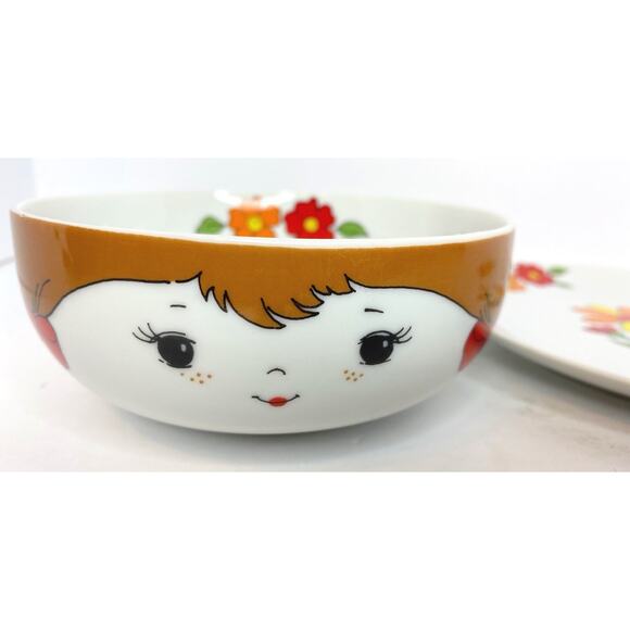 Fred Roberts 70s Farm Girl Stacking Porcelain Bowl Dish Set Japan Childs Vtg - Picture 6 of 13